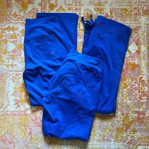 Set of 3: size small purple label by healing hand Blue scrub pants